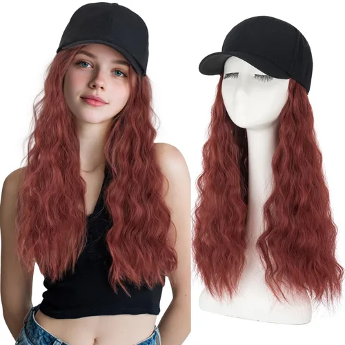 Vista 16 de S-noilite Peluca de gorra de béisbol con extensiones de cabello, 8 pulgadas, corta, rizada, ondulada, estilo Bob, peinado, ajustable, con cabello