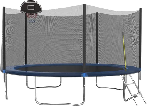 Vista 24 de Trampoline with Net 10FT 12FT 14FT ASTM Approved 500LBS Negro-3