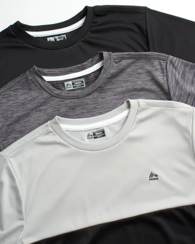 Vista 2 de RBX Camisetas activas para niños Paquete de 3 camisetas de manga corta de rendimiento Dry Fit Camisetas de entrenamiento para niños (8-12)