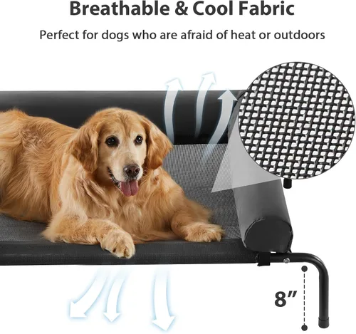 Vista 3 de RRPETHOME Cama Grande Elevada de Refrigeración para Perros, Cuna Elevada para Perros Grandes, Cama Elevada para Mascotas al Aire Libre, Cama