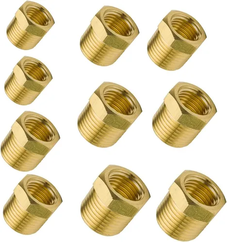 Vista 7 de Buje hexagonal de latón para montaje de tubería de 1 pulgada NPT macho a 1/2 pulgada NPT hembra adaptador 1200psi (paquete de 2)