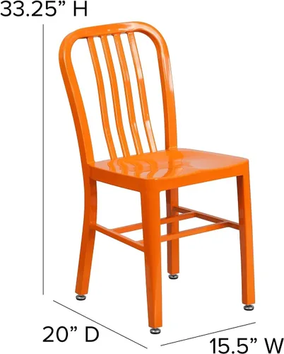 Vista 3 de Flash Furniture Silla de metal naranja de grado comercial para interiores y exteriores Uso interior/exterior