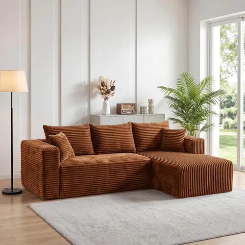Vista 19 de Sofá modular deshuesado de 118 pulgadas con diván y otomano de pana de gran tamaño en forma de U, sofá de nube para asiento profundo para sala
