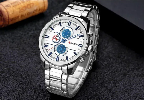 Vista 2 de CURREN Original 8274 - Reloj de pulsera de cuarzo para hombre, resistente al agua, correa de acero inoxidable