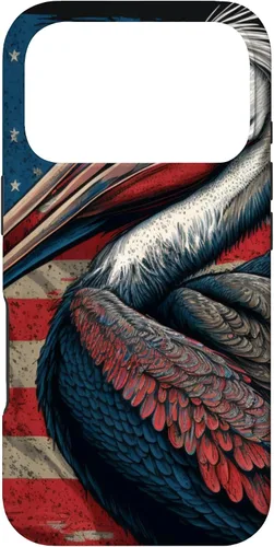 Vista 30 de Funda para iPhone 16 Pelican Bird Patriotic Vintage American Flag Pelícano