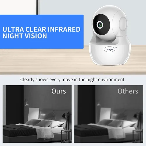 Vista 2 de N_EYE Cámara de seguridad WiFi para el hogar, monitor de bebé, cámara IP inalámbrica con visión nocturna, almacenamiento en la nube de audio