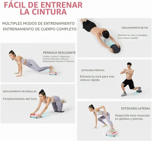 Vista 2 de Rueda de rodillo abdominal, tabla de rueda abdominal multifuncional para mujer con paspartú, rotación de 360°, para gimnasio en casa, quema de grasa