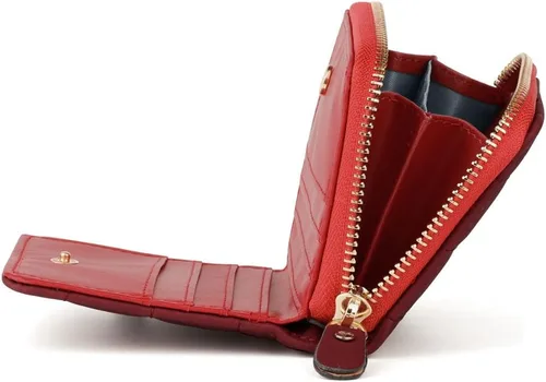 Vista 4 de uxcell Pequeñas carteras cortas con cremallera de párrafo con tarjetero para dama, Rojo -, Classic