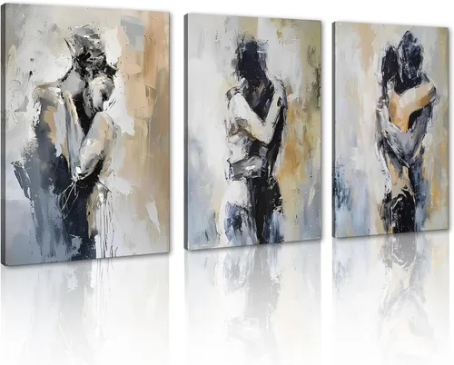 Vista 73 de Novatique 3 piezas de arte de pared sexy en blanco y negro para parejas desnudas, decoración de pared abstracta de amor para mujeres y hombres, arte