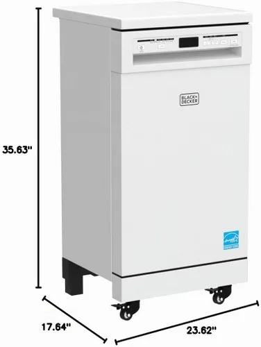 Vista 7 de BLACK+DECKER Lavavajillas portátil de 18", lavavajillas compacto con capacidad para 8 servicios de mesa, tina de acero inoxidable, 6 programas