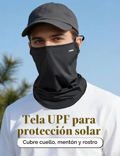 Vista 7 de OZERO Máscara facial para cuello, protección solar UV UPF 50+ para hombres Negro+Blanco