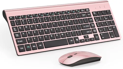 Vista 10 de Combo de teclado y mouse inalámbrico ultradelgado, TopMate 2.4G, mouse USB compacto silencioso de 2400DPI y teclado con interruptor de tijera