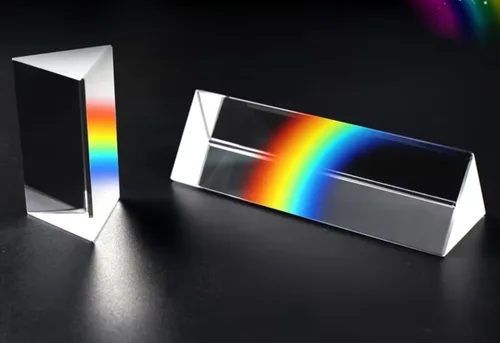 Vista 5 de Mini prisma triangular de cristal de cristal, fabricante de arco iris para aprendizaje de espectro de refracción de luz, fotografía, ciencia