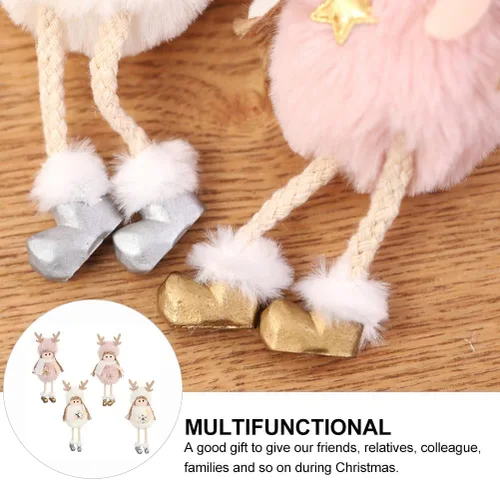 Vista 6 de Adornos de Navidad Ángel Ornamento Muñeca de Navidad Colgante Rosa para Decoración de Árbol 4pcs