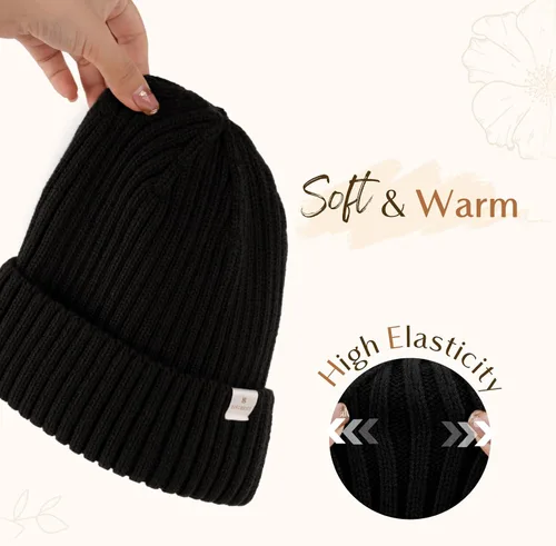 Vista 4 de YANIBEST Sombreros de invierno para mujer, gorro con forro de satén para clima frío, gorro para mujeres y hombres, sombreros de punto cálidos