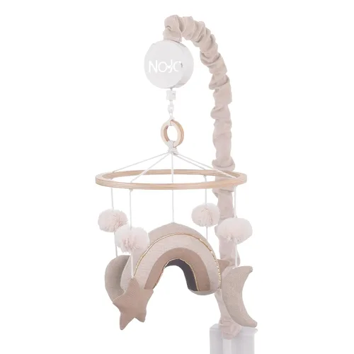 Vista 10 de NoJo Peluche elefante gris y blanco Nubes hinchadas Móvil musical