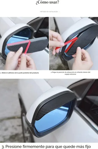 Vista 6 de Pincuttee Visor de lluvia de espejo para cejas, protectores de lluvia para espejo lateral, fundas para automóvil, ajuste único, paquete de 2 Negro