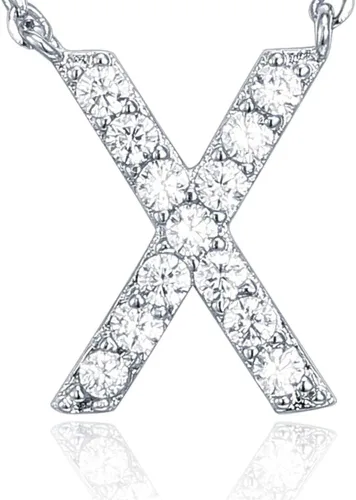 Vista 70 de PAVOI 14K White Gold Plated Cubic Zirconia Initial Necklace Letter Dainty Necklaces for Women