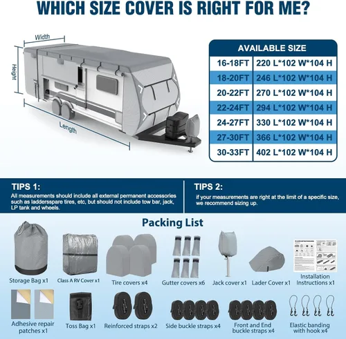 Vista 8 de Mofeez Funda para caravana, cubierta de remolque de viaje de 16 a 18 pies, resistente de 7 capas superior anti-UV, resistente al viento