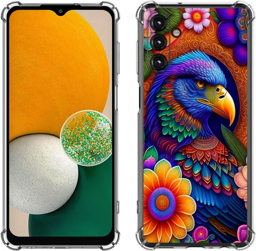 Vista 7 de Samsung Galaxy A14 5G - Funda para teléfono celular, diseño de flores de mariposa azul, a prueba de golpes, TPU con bordes elevados, compatible