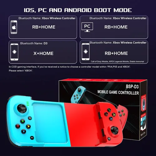 Vista 6 de Megadream Controlador de juego móvil Gamepad para iPhone iOS Android PC funciona con iPhone 161514131211, iPad, Samsung Galaxy, TCL, tableta, Call