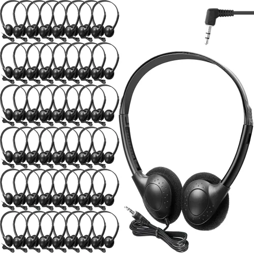 Vista 14 de Frienda Paquete de 48 auriculares para el aula, auriculares escolares con cable para estudiantes, auriculares estéreo con enchufe de 0.138 in