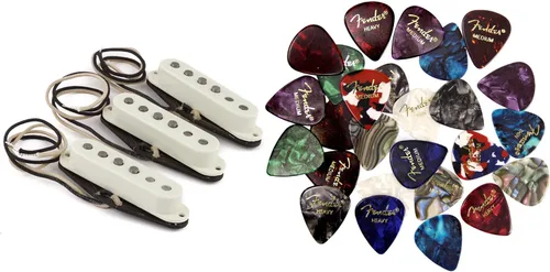 Vista 15 de Fender Paquete de pastillas Stratocaster silenciosas Gen 4 con cable de instrumento