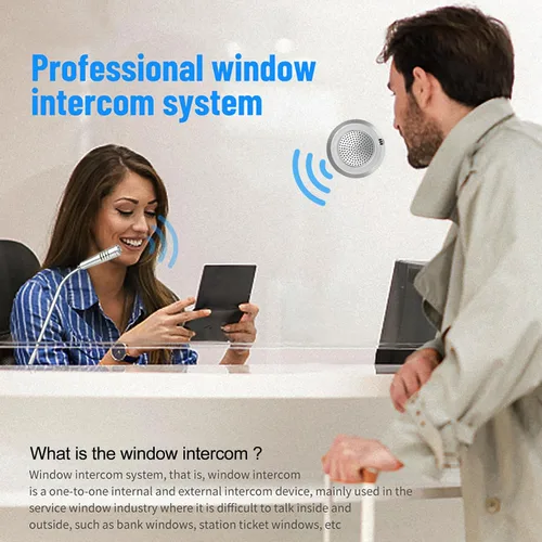 Vista 5 de Intercomunicador de ventana de dos vías de conversación a través de ventana Sistema de altavoz de intercomunicación con función de silencio