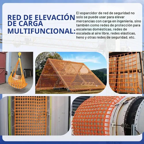 Vista 3 de Correas de elevación de seguridad, red de elevación plana de nailon, redes de elevación de carga de 3.3 x 3.3 pies, capacidad de carga de 1100