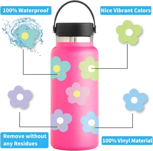 Vista 4 de 60 calcomanías de flores para álbumes de recortes, mini calcomanías con formas de flores para botella de agua, autoadhesivas, manualidades