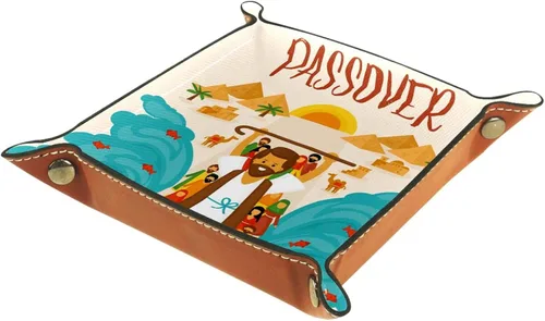 Vista 2 de Bandeja de valet, organizador de bandejas, caja de almacenamiento para relojes, joyas, monedas, llave, caricaturas, feliz pascua