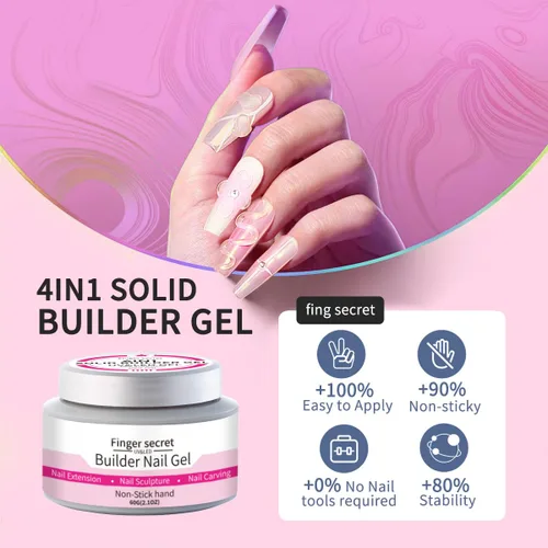 Vista 4 de Gel constructor sólido para uñas, 8.47 oz, 4 onzas, kit de uñas de gel constructor, no pegajoso para extensión de uñas, solución de engrosamiento