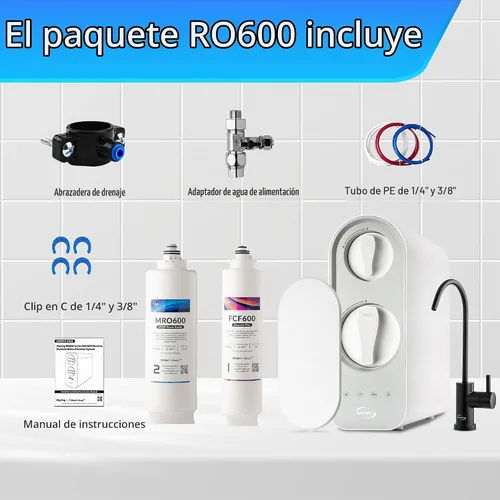 Vista 9 de iSpring RO600BN Sistema de ósmosis inversa sin tanque debajo del fregadero, sistema de ósmosis inversa de flujo rápido de 600 GPD, sistema de filtro