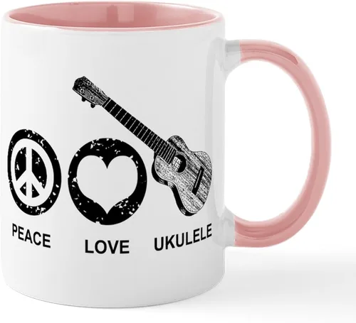 Vista 36 de CafePress Peace Love - Taza de café de cerámica para ukelele (11 oz (11.0 fl oz)