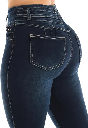 Vista 5 de Moda Xpress Jeans ajustados de cintura súper alta para mujer - Levanta Cola Skinny Jeans