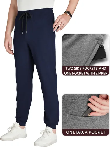 Vista 33 de Idtswch 30/32/34/36/38/40. Pantalones deportivos altos para hombre, extra largos, con bolsillos con cremallera