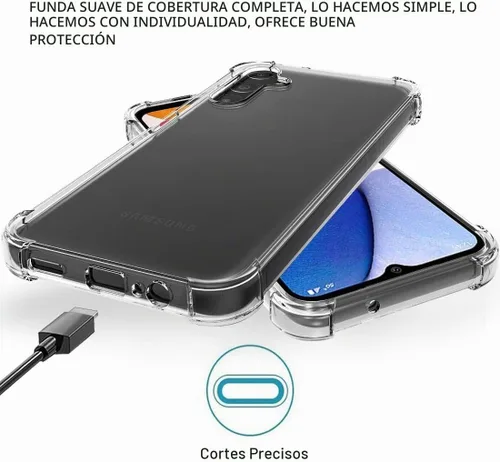 Vista 5 de Compatible con Samsung Galaxy A14 5G/4G, M14 5G Case Clear Samsung Galaxy A14 5G, A14 4G, M14 5G, funda protectora de goma TPU flexible de absorción