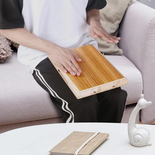 Vista 7 de Cajon, 12 x 9.4 x 1.7 pulgadas, caja de percusión de madera de cebra caja de ritmos con cuerdas ajustables internas Cajones, llave, bolsa