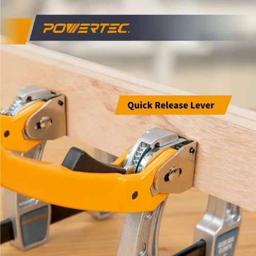 Vista 5 de POWERTEC 71586-P2 Abrazaderas de barra de engranajes de 8 pulgadas para carpintería, liberación rápida con capacidad de sujeción de 600 libras