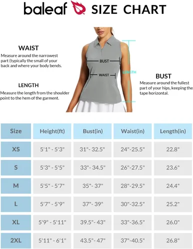 Vista 6 de BALEAF Camisetas de golf para mujer, sin mangas, polo de tenis, espalda cruzada, con cuello atlético, de secado rápido