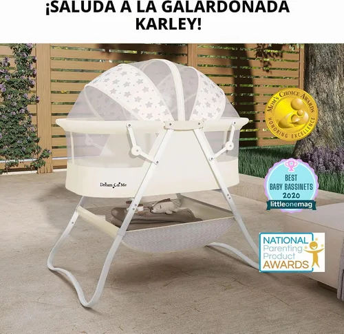 Vista 2 de Dream On Me Karley Moisés, Ganador de Premio Moisés de Viaje Ligero para Bebé, Cuna Plegable de Cabecera, Doble Toldo Ajustable, Diseño Espacioso