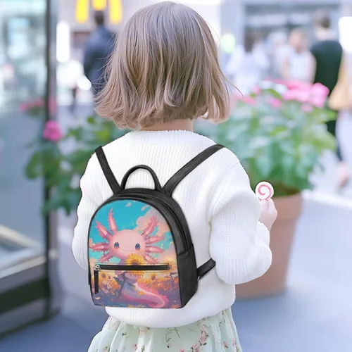 Vista 6 de FOR U DESIGNS 3D patrón floral mujeres pu mochila mini niñas monedero, Axolotl Girasol Asethetic