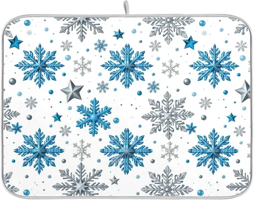 Vista 13 de Tapete de secado de platos de 16 x 18 pulgadas para encimera de cocina, hojas de arce y hojas de arce, tapete de microfibra reversible para secar