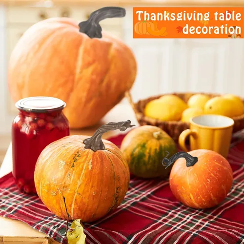 Vista 4 de Maitys 24 tallos de calabaza falsos de Acción de Gracias, tallos de calabaza de plástico para manualidades, suministros de cosecha, manualidades