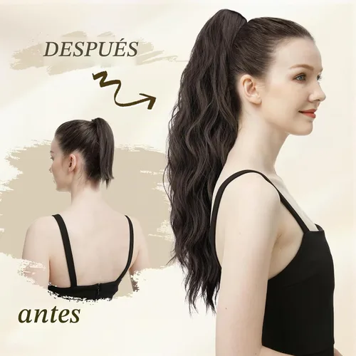 Vista 4 de FESHFEN Extensiones de Cola de Caballo, Pieza de Cabello de Cola de Caballo Larga con Pinza de Garra, Pieza de Cabello Sintético de Colas de Caballo