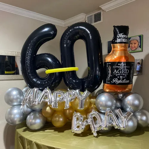 Vista 4 de Globo negro del número 0 para niñas y niños, 40 pulgadas, grande, número 0-9, de papel de aluminio, de Mylar para helio, juego de globos digitales
