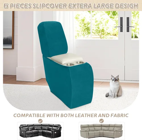 Vista 379 de Arfntevss Fundas de sofá seccional reclinable de terciopelo, Funda de sofá seccional de esquina para sofá reclinable, Funda elástica suave