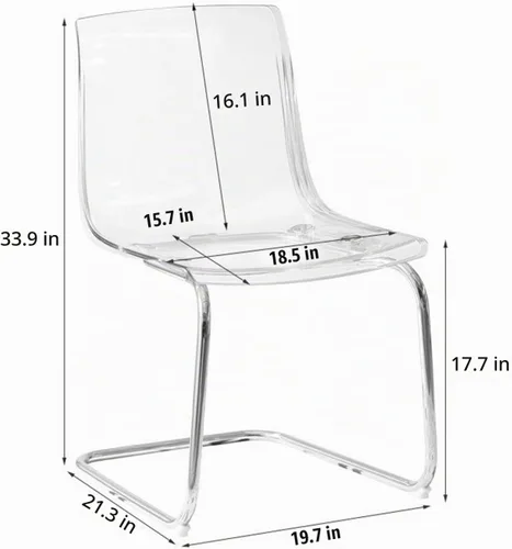 Vista 3 de Silla de comedor con respaldo transparente para el hogar, silla de acrílico de ocio de diseño minimalista, con respaldo de silla de acrílico