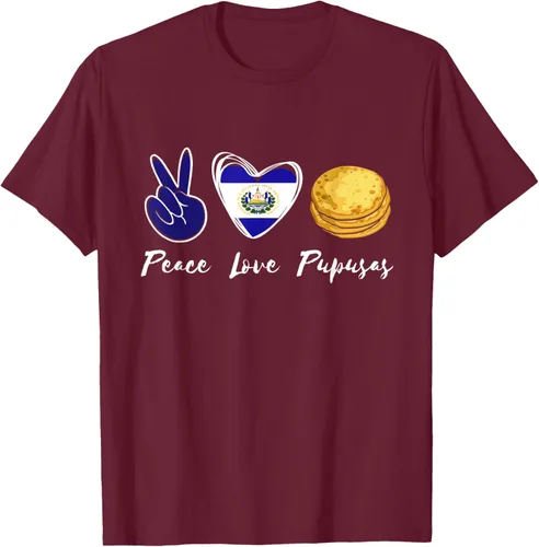 Vista 17 de Pupusas Lover Love Peace El Salvadaor Camiseta Comida Salvadoreña