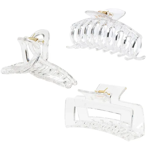 Vista 19 de Pinzas grandes para el cabello grueso, fino y fino, dientes de sujeción fuerte, pinzas de mandíbula granate entrelazadas para mujeres, juego de 3